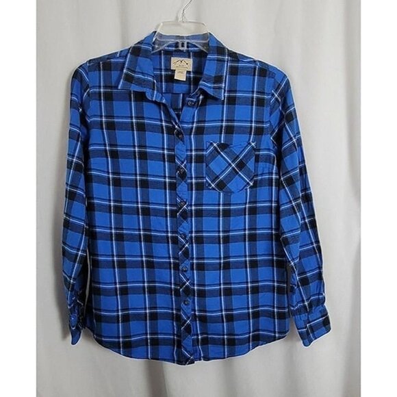 Blue Mountain Flannel Shirt Women's plaid Medium rustic tomboy comfy outdoorsy - Picture 1 of 8